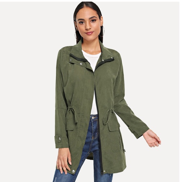 1 Left! Army Green Thin Utility Jacket Coat - Picture 3 of 6
